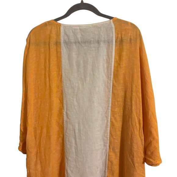 Sigrid Olsen Orange White Shell Tie String Linen Blend Swim Coverup Large - Picture 5 of 7